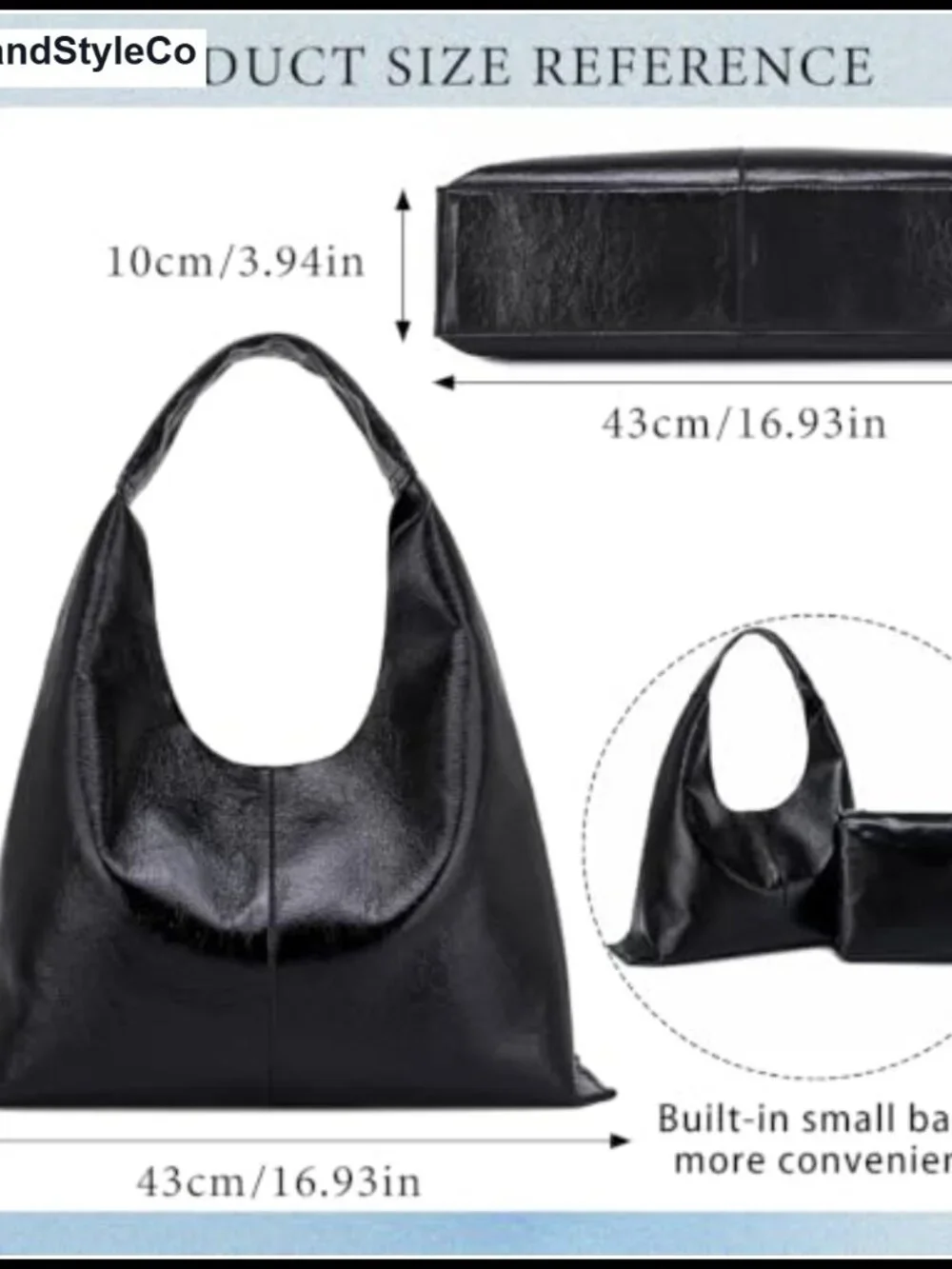 Slouchy Hobo Bag Faux Leather Shoulder Bag Vegan Leather Work Tote Purse